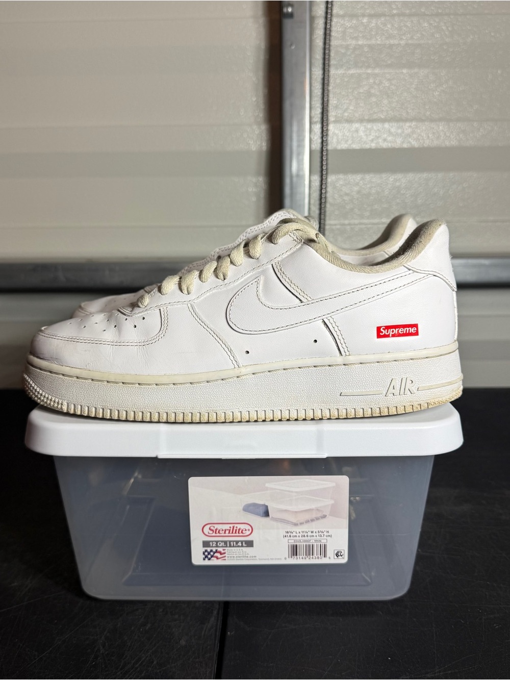 Nike Air Force 1 Low Supreme White Men's Red Box Logo